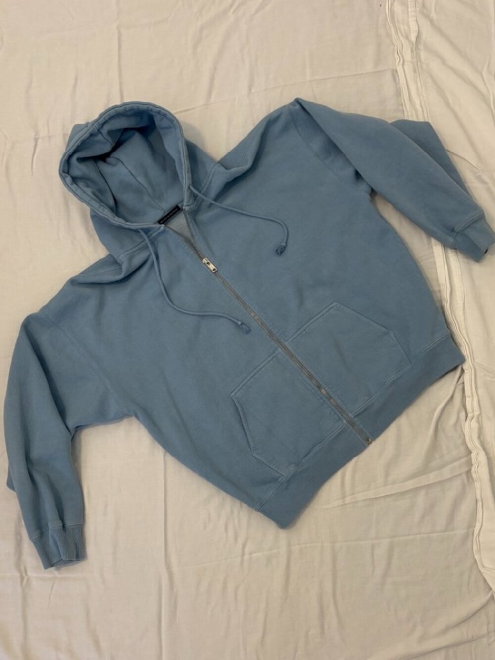 Brandy Melville Light Blue Zip Up Hoodie One Size
